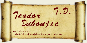 Teodor Dubonjić vizit kartica